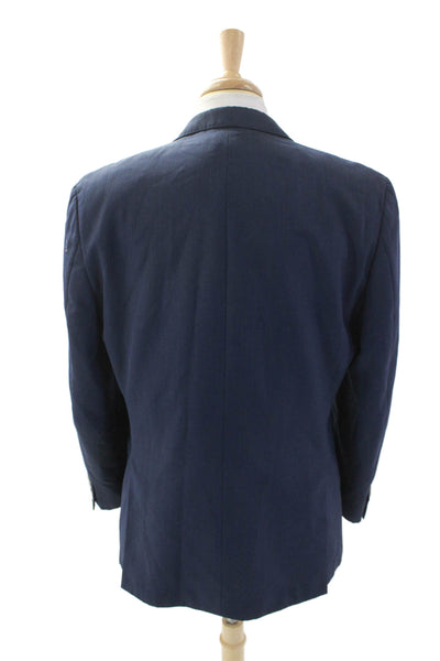 Tallia Mens Wool Collared Buttoned Long Sleeve Blazer Jacket Blue Size EUR 42R