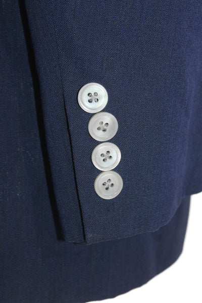 Tallia Mens Wool Collared Buttoned Long Sleeve Blazer Jacket Blue Size EUR 42R