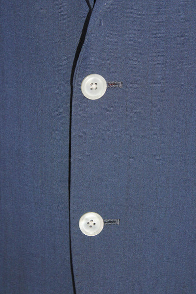 Tallia Mens Wool Collared Buttoned Long Sleeve Blazer Jacket Blue Size EUR 42R