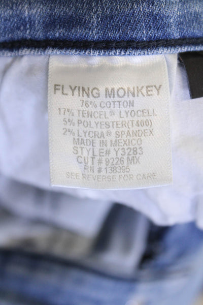Flying Monkey Womens Cotton Distressed Skinny Zip Fly Denim Jeans Blue Size 24