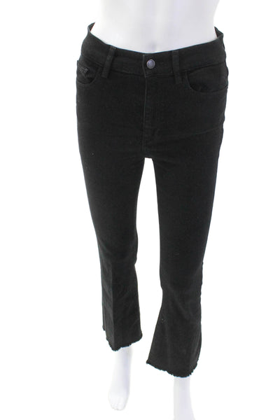 DL1961 Womens Cotton Bridget Cropped High Rise Instasculpt Jeans Black Size 26