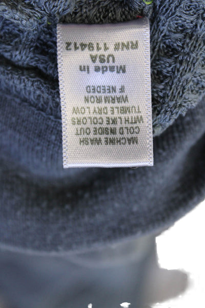 Monrow Womens Cotton Woven Textured Lightweight Pullover Hoodie Blue Size XS