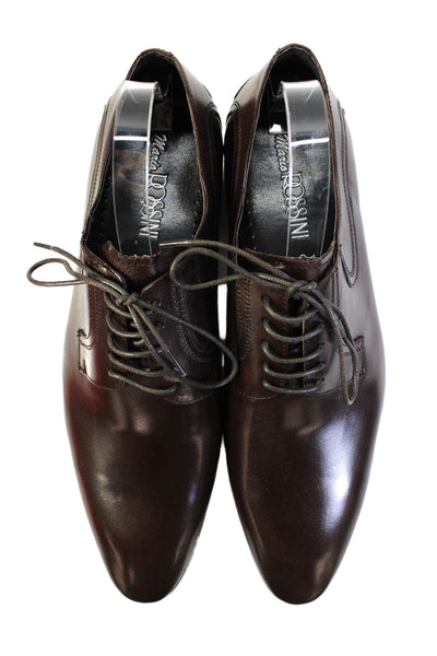 Mario Rossini Mens Leather Round Toe Lace-Up Oxford Dress Shoes Brown Size 11.5