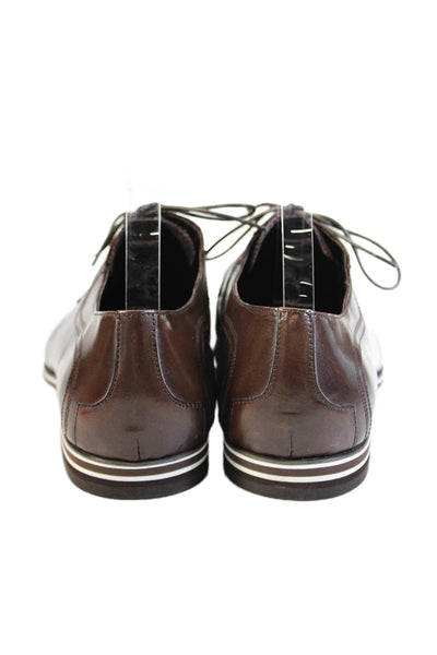 Mario Rossini Mens Leather Round Toe Lace-Up Oxford Dress Shoes Brown Size 11.5