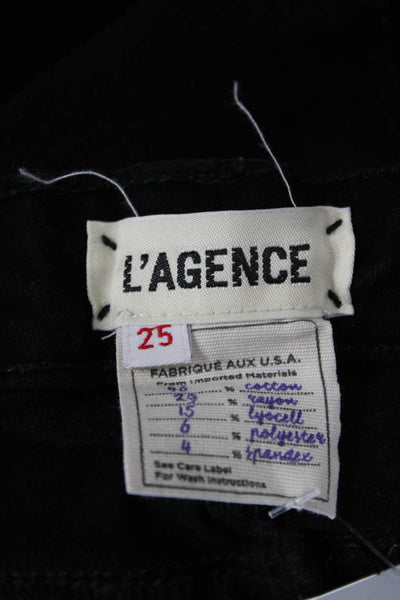 L'Agence Womens Cotton Buttoned Skinny Leg Casual Pants Black Size EUR 25