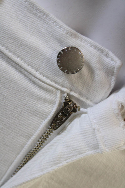 L'Agence Womens Cotton Buttoned Distress Hem Skinny Leg Pants White Size EUR 25
