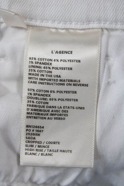 L'Agence Womens Cotton Buttoned Distress Hem Skinny Leg Pants White Size EUR 25