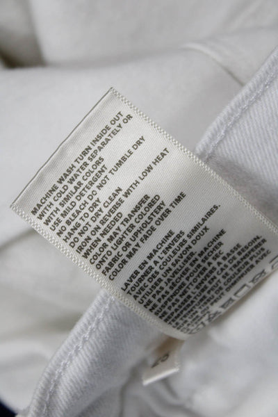 L'Agence Womens Cotton Buttoned Distress Hem Skinny Leg Pants White Size EUR 25
