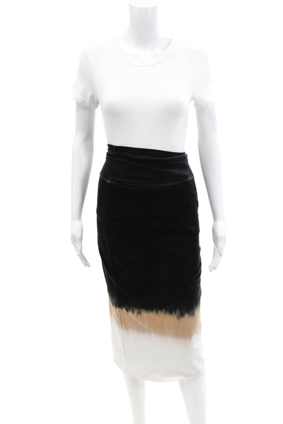 Electric & Rose Womens Knit Ombre Midi Pencil Skirt Black Brown Size Small