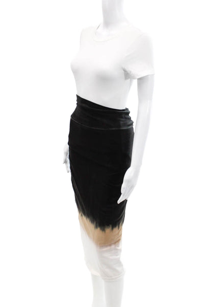 Electric & Rose Womens Knit Ombre Midi Pencil Skirt Black Brown Size Small