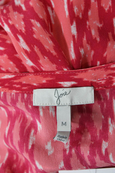 Joie Womens Silk Abstract Print V-Neck Sleeveless Blouse Top Pink Size M