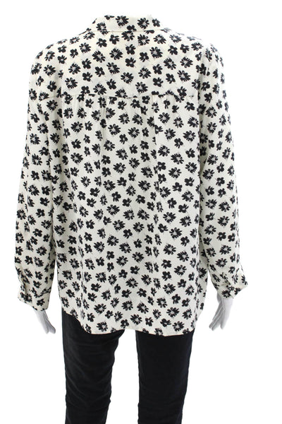 Gerard Darel Womens Silk Floral Print Long Sleeve Blouse Top White Size 42