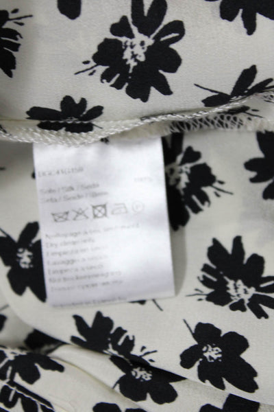 Gerard Darel Womens Silk Floral Print Long Sleeve Blouse Top White Size 42