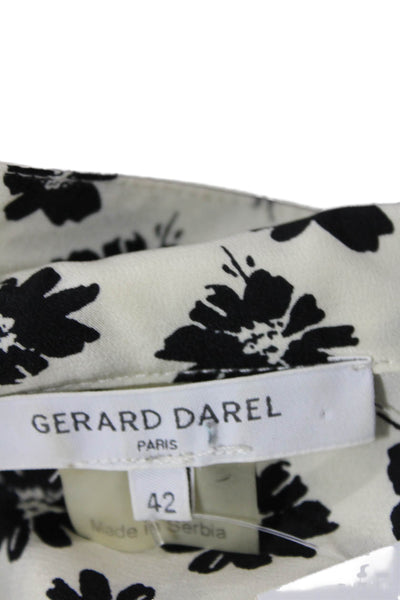 Gerard Darel Womens Silk Floral Print Long Sleeve Blouse Top White Size 42