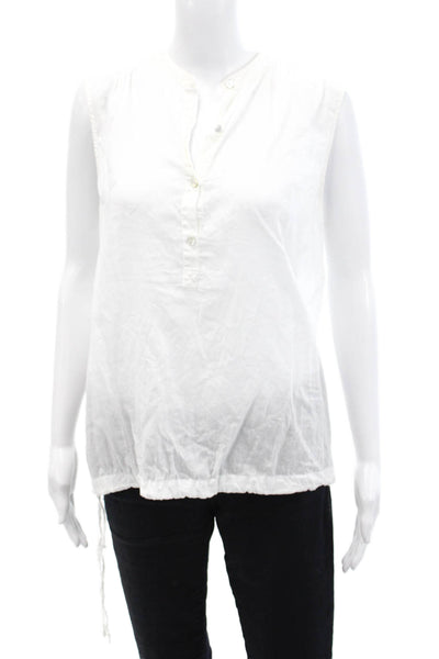Eileen Fisher Womens Organic Cotton V-Neck Sleeveless Blouse Top White Size M