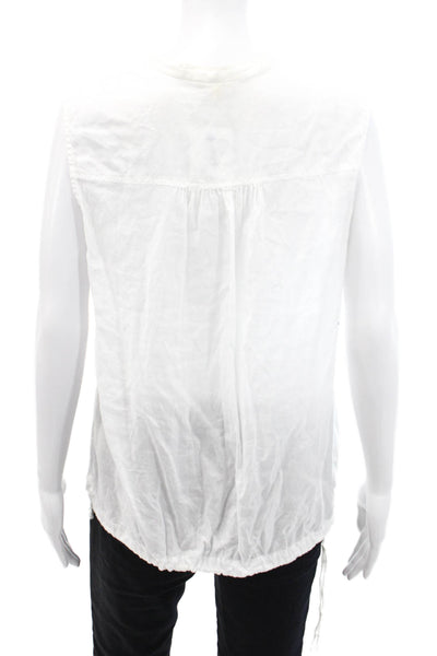 Eileen Fisher Womens Organic Cotton V-Neck Sleeveless Blouse Top White Size M