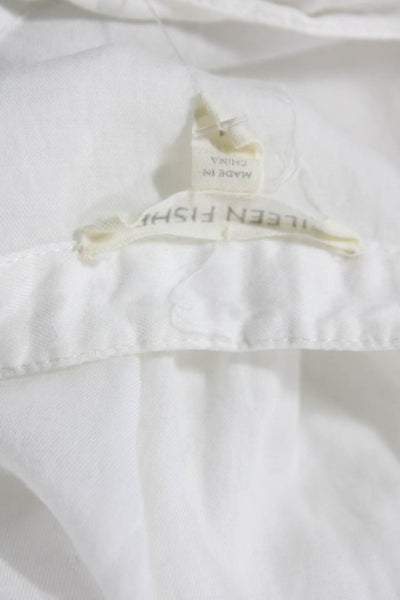 Eileen Fisher Womens Organic Cotton V-Neck Sleeveless Blouse Top White Size M