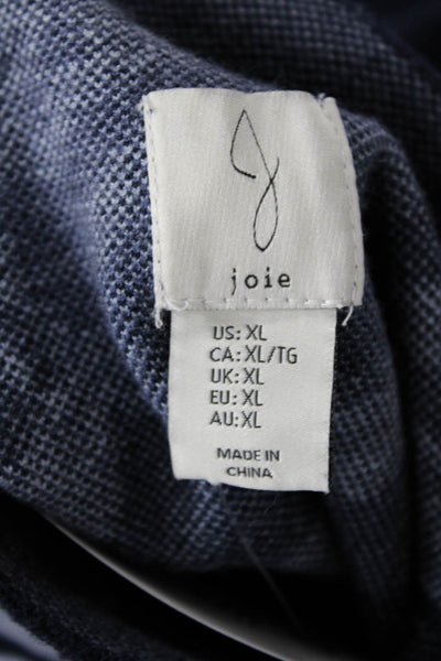 Joie Womens Knit High Neck Floral Print Long Sleeve Cropped Sweater Blue Size XL