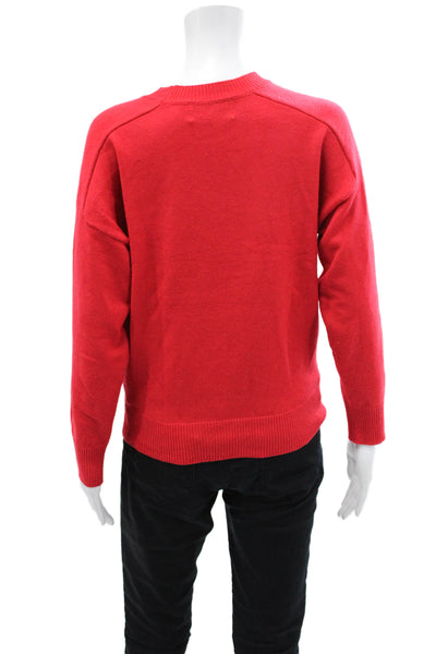 six/fifty Womens Crew Neck Long Sleeve Love Print Knit Sweater Red Size S