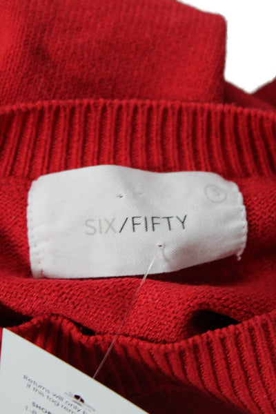 six/fifty Womens Crew Neck Long Sleeve Love Print Knit Sweater Red Size S