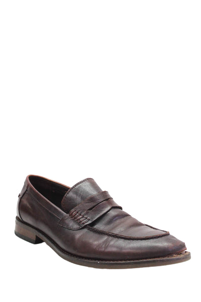 Bloomingdales The Mens Store Mens Slip On Round Toe Loafers Brown Leather Size 9