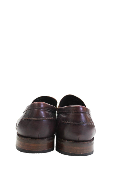 Bloomingdales The Mens Store Mens Slip On Round Toe Loafers Brown Leather Size 9