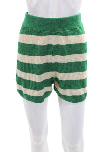 FP Beach Womens Cotton Knitted Striped Elastic Waist Casual Shorts Green Size XS