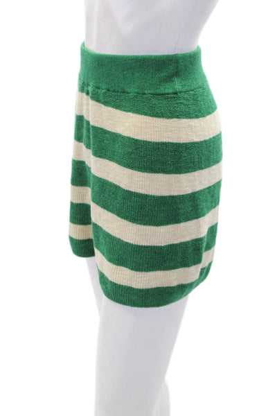 FP Beach Womens Cotton Knitted Striped Elastic Waist Casual Shorts Green Size XS