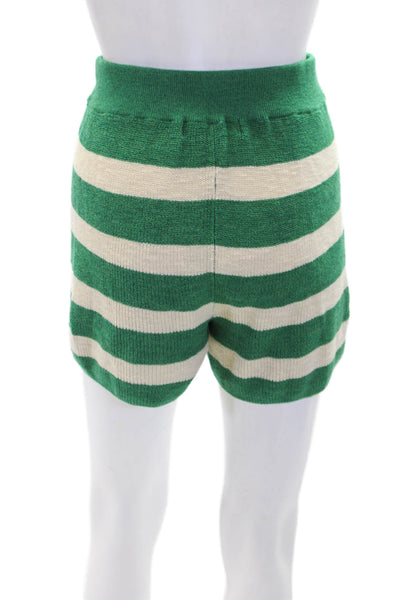 FP Beach Womens Cotton Knitted Striped Elastic Waist Casual Shorts Green Size XS