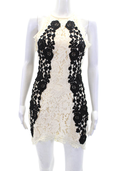 Saylor Womens Textured Scoop Neck Spaghetti Strap Low Back Lace Dress White Size