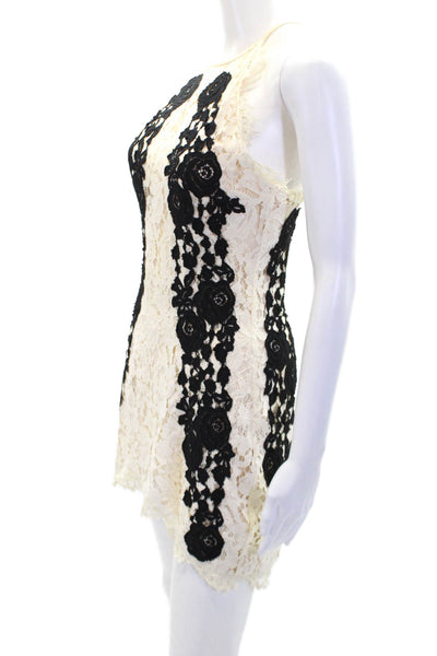 Saylor Womens Textured Scoop Neck Spaghetti Strap Low Back Lace Dress White Size