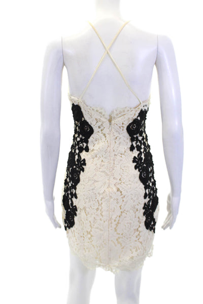 Saylor Womens Textured Scoop Neck Spaghetti Strap Low Back Lace Dress White Size