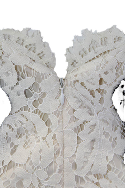 Saylor Womens Textured Scoop Neck Spaghetti Strap Low Back Lace Dress White Size