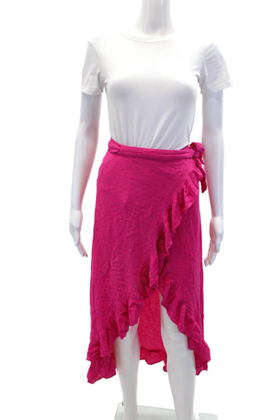 Lovers + Friends Womens Textured Lined Tie Front Slit Ruffle Skirt Pink Size XS