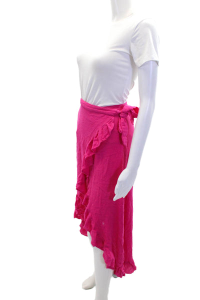 Lovers + Friends Womens Textured Lined Tie Front Slit Ruffle Skirt Pink Size XS