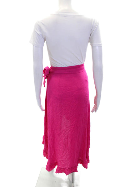 Lovers + Friends Womens Textured Lined Tie Front Slit Ruffle Skirt Pink Size XS