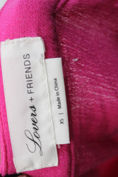 Lovers + Friends Womens Textured Lined Tie Front Slit Ruffle Skirt Pink Size XS