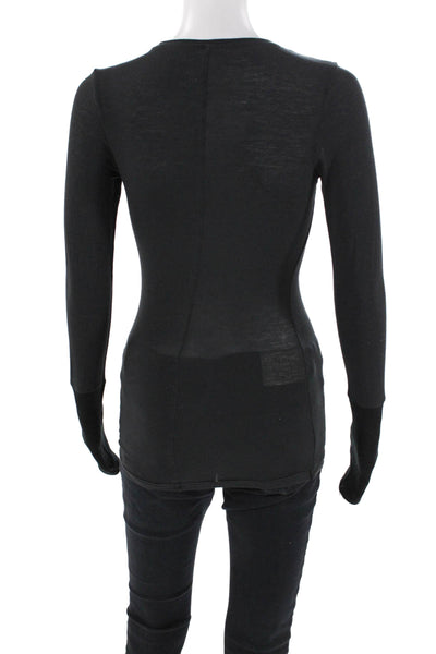 Lululemon Womens Round Neck Long Sleeve Pullover Casual T-Shirt Black Size S