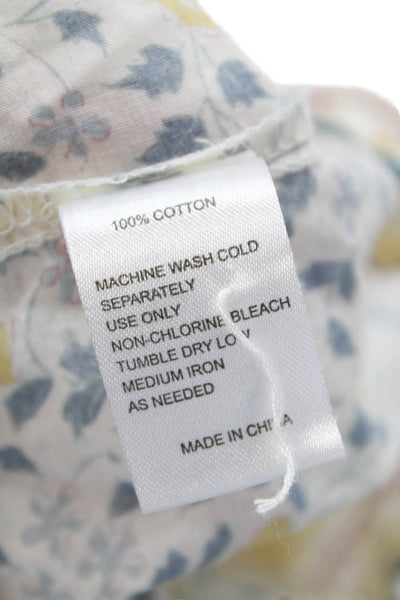 Birds of Paradis Womens Cotton Short Sleeve Floral Keyhole Blouse Yellow Size S