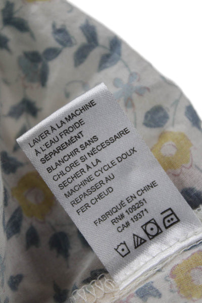 Birds of Paradis Womens Cotton Short Sleeve Floral Keyhole Blouse Yellow Size S