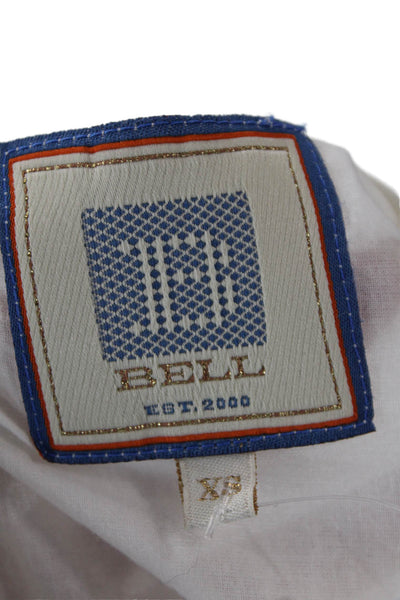 Bell Womens Cotton Long Sleeve Round Neck Button-Up Blouse Top White Size XS