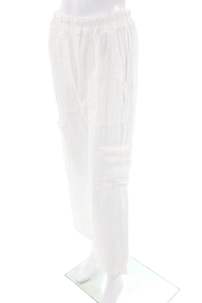NSF Womens Cotton Elastic Waist Lightweight Straight Leg Pants White Size PS