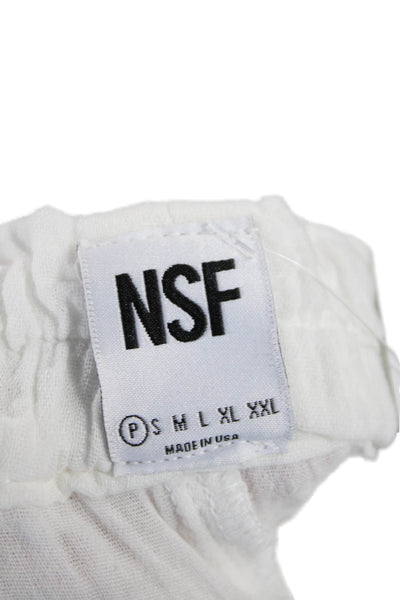 NSF Womens Cotton Elastic Waist Lightweight Straight Leg Pants White Size PS
