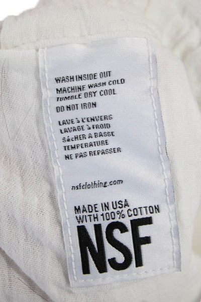 NSF Womens Cotton Elastic Waist Lightweight Straight Leg Pants White Size PS