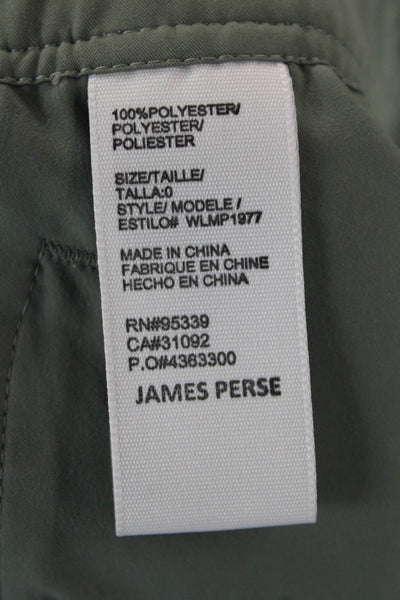 James Perse Womens Elastic Drawstring Waist Straight Leg Pants Green Size 0