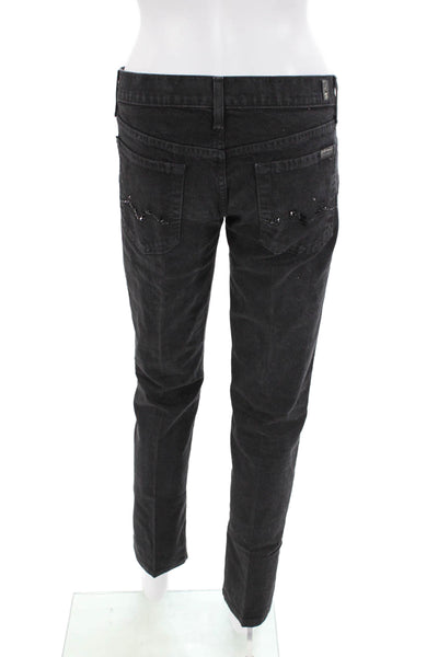 7 For All Mankind Womens Cotton 5 Pocket Low-Rise Skinny Jeans Black Size 30