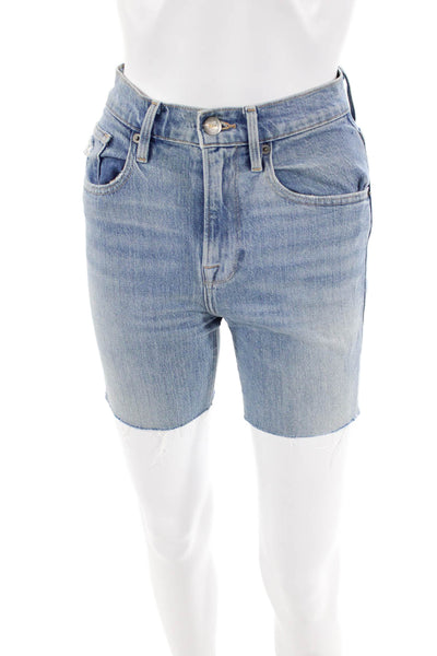 Frame Denim Womens Cotton Five Pocketed Distressed Denim Shorts Blue Size 23