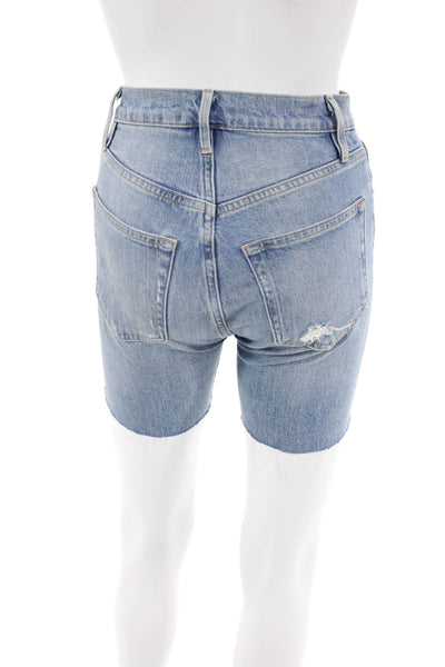 Frame Denim Womens Cotton Five Pocketed Distressed Denim Shorts Blue Size 23
