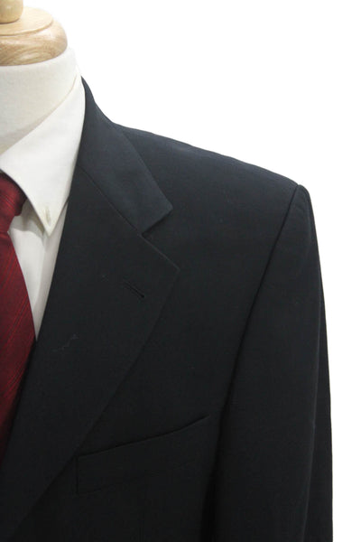 Boss Hugo Boss Mens Wool Long Sleeve Button Lined Collar Blazer Navy Size EUR 40