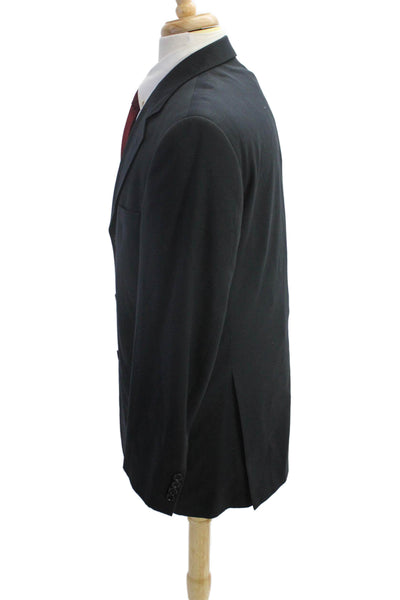Boss Hugo Boss Mens Wool Long Sleeve Button Lined Collar Blazer Navy Size EUR 40